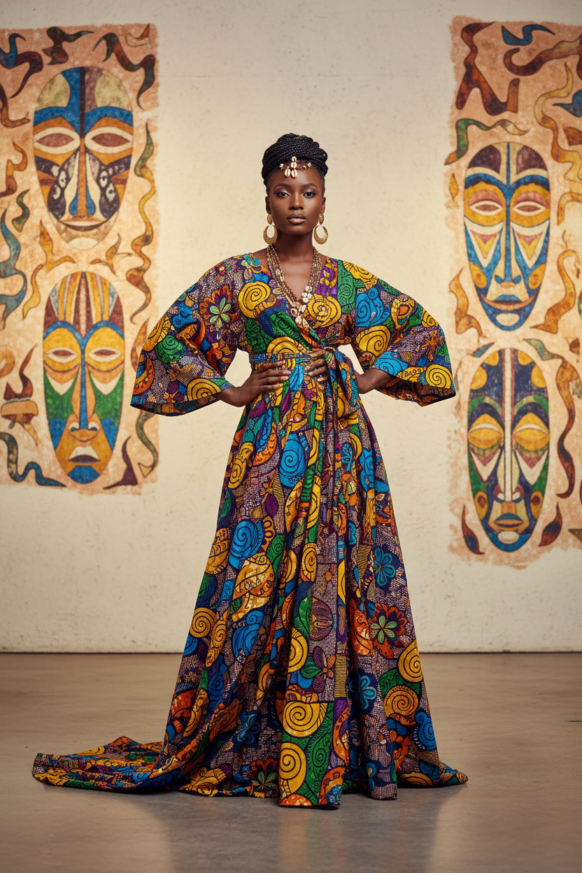 Ankara Wrap Dress editorial fashion photo