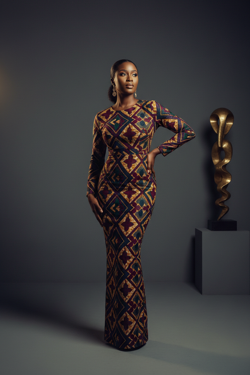 Ankara Bodycon Dress - Sophisticated Editorial