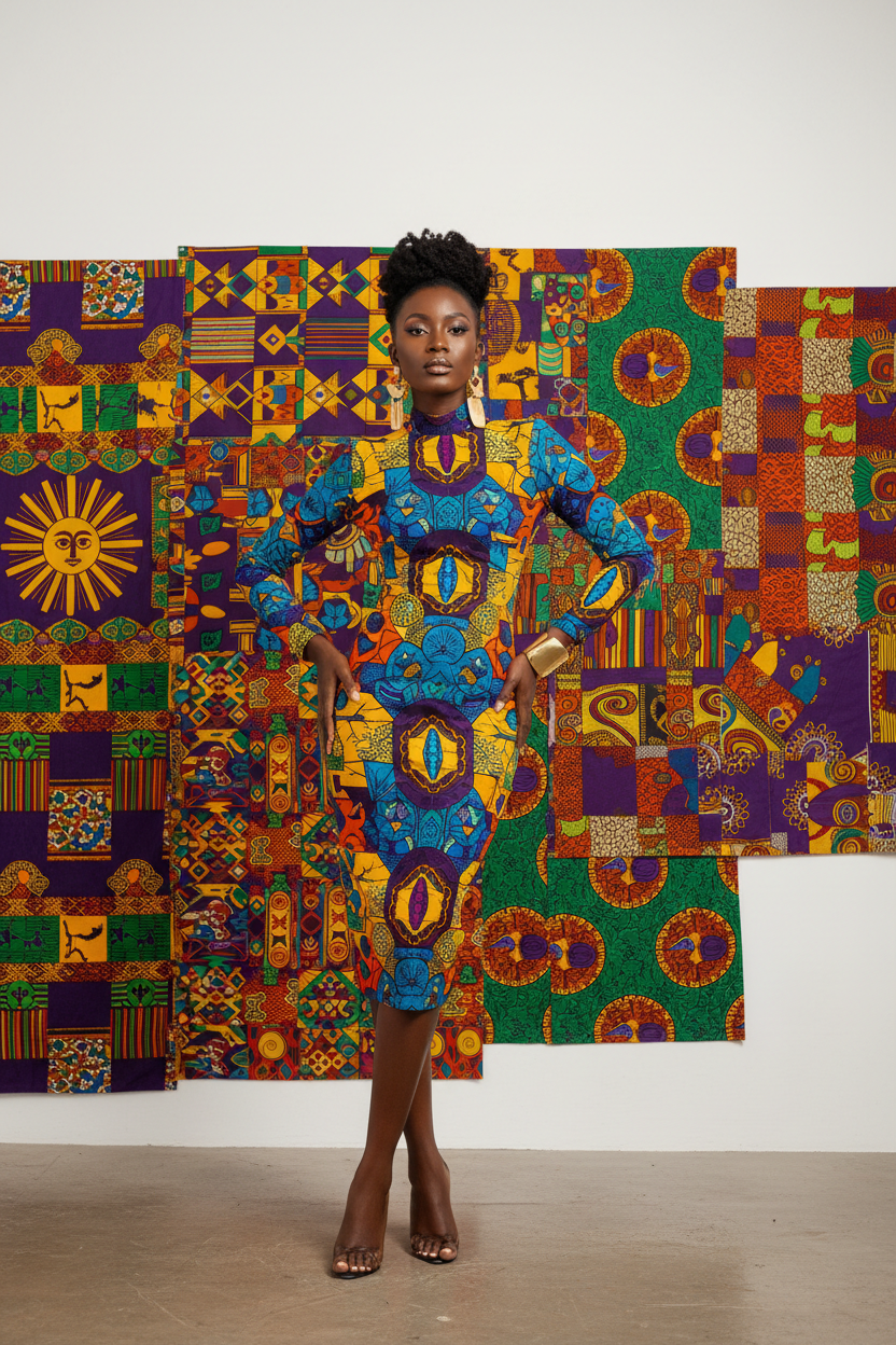 Ankara Bodycon Dress editorial fashion photo