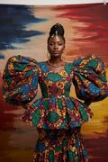 Puff Sleeve Ankara Blouse editorial fashion photo