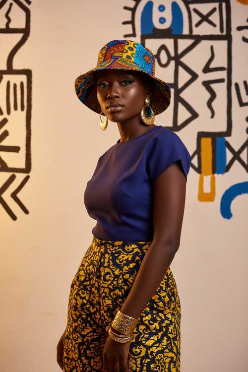Ankara Bucket Hat editorial fashion photo