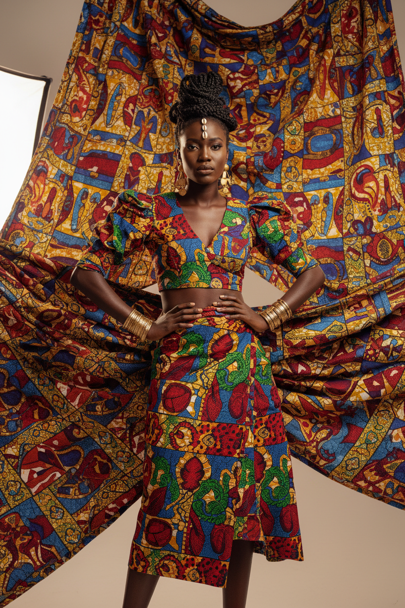 Ankara Wrap Skirt editorial fashion photo
