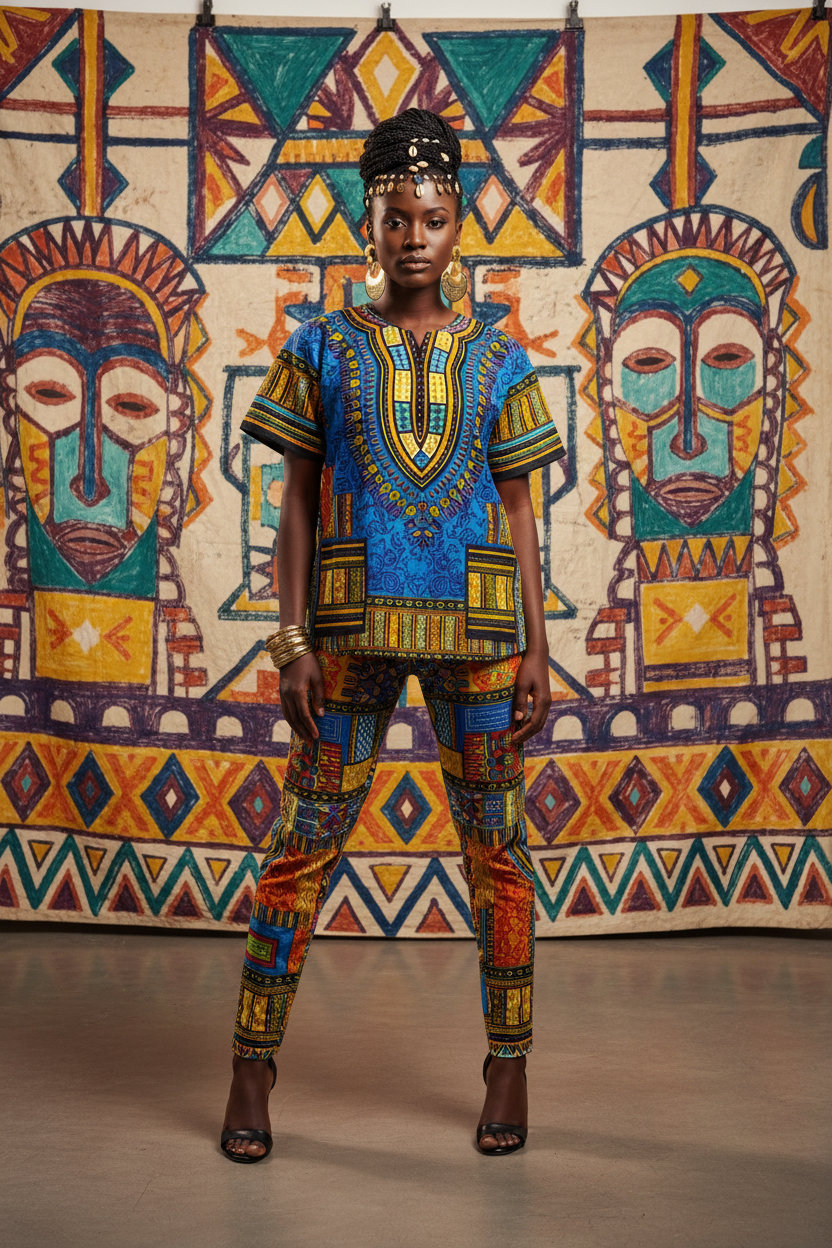 Dashiki Print T-Shirt editorial fashion photo