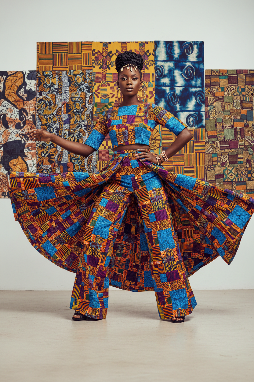 Ankara Wide-Leg Trousers editorial fashion photo
